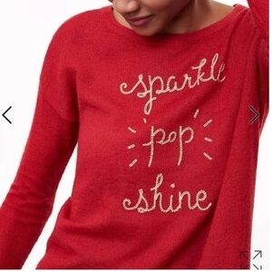 Loft Red Sparkle Sweater